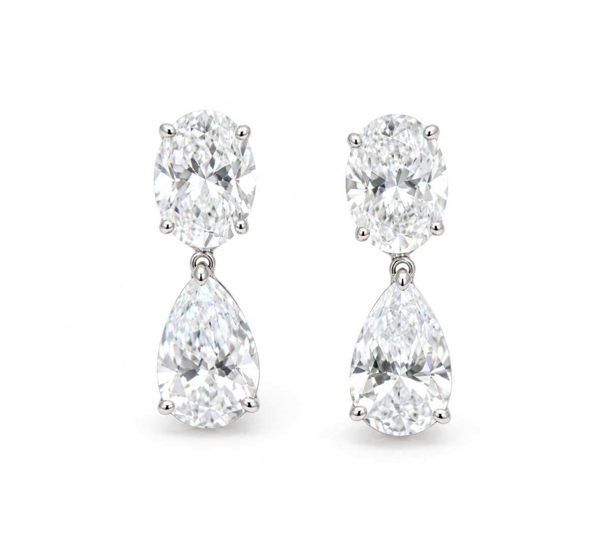 Oval and Pear Articulating Lab Diamond Earrings 3.14 CTs