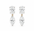 14k Oval and Marquise Articulating Lab Diamond Drop Earrings, 3.03cts