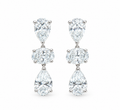 14k WG Pear and Oval Lab Diamond Drop Earrings, 4.17cts