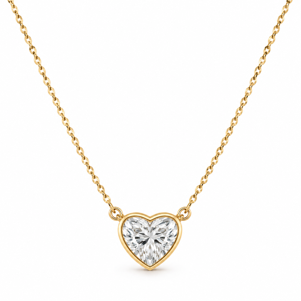 Blair Bezel Set Heart Lab Diamond Necklace 1 CT
