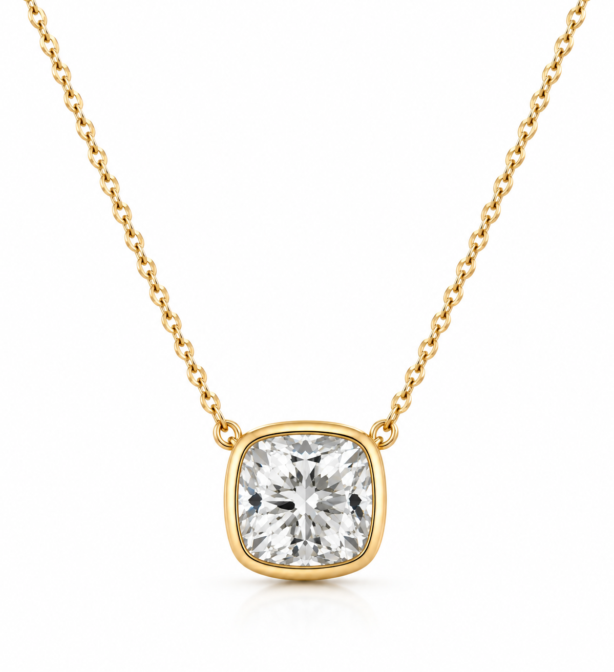 Blair Bezel Set Cushion Lab Diamond Necklace 1 CT