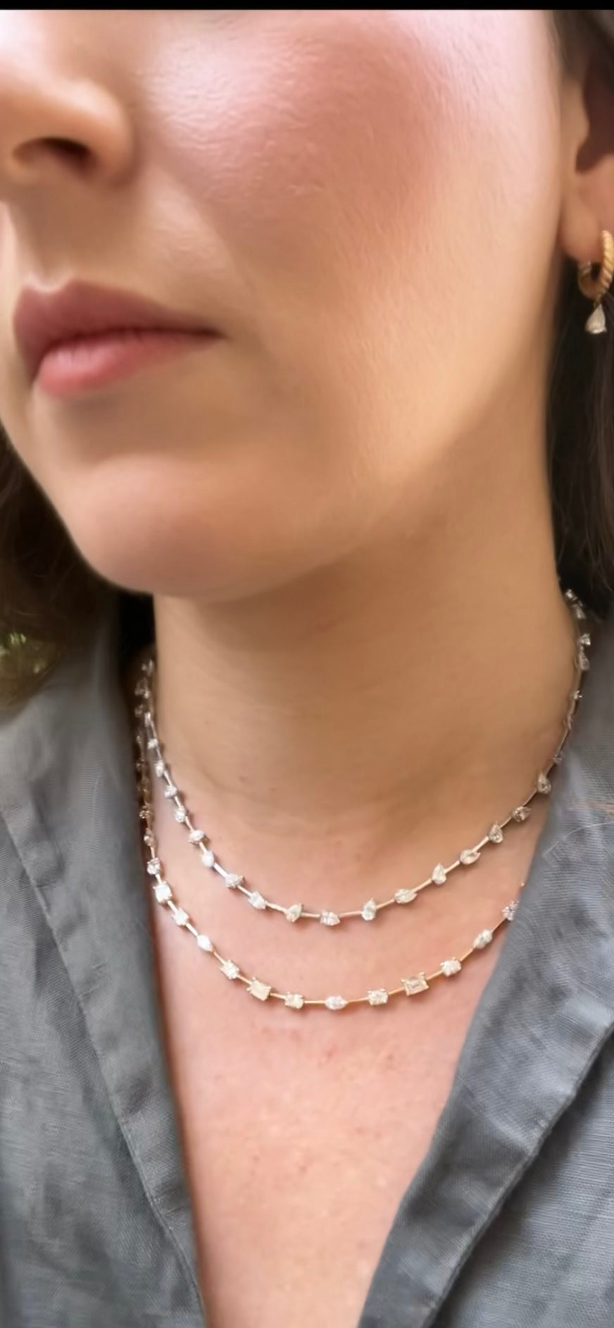 Fiona Emerald, Marquise, Oval Lab Diamond Necklace 10.56 CT