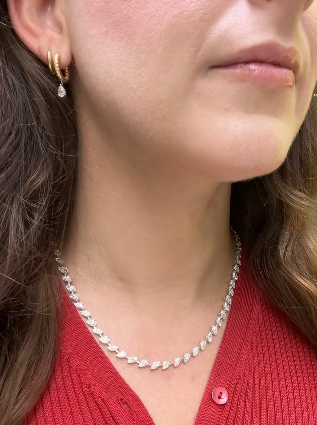 Fiona Pear Marquise Lab Diamond Necklace 22.40 CT