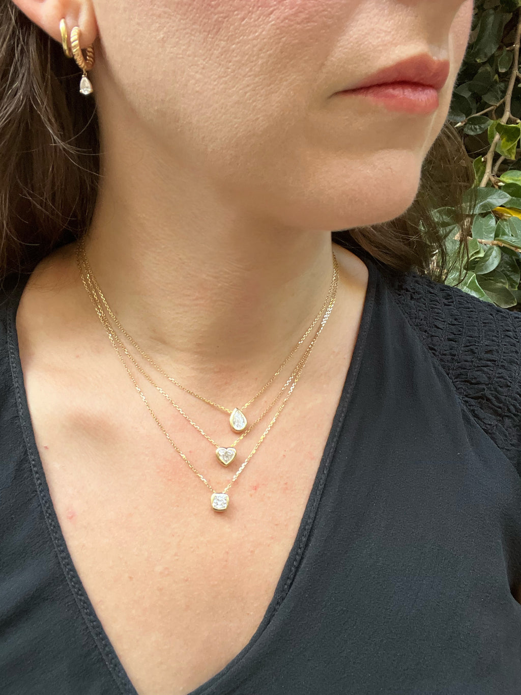 Blair Bezel Set Cushion Lab Diamond Necklace 1 CT
