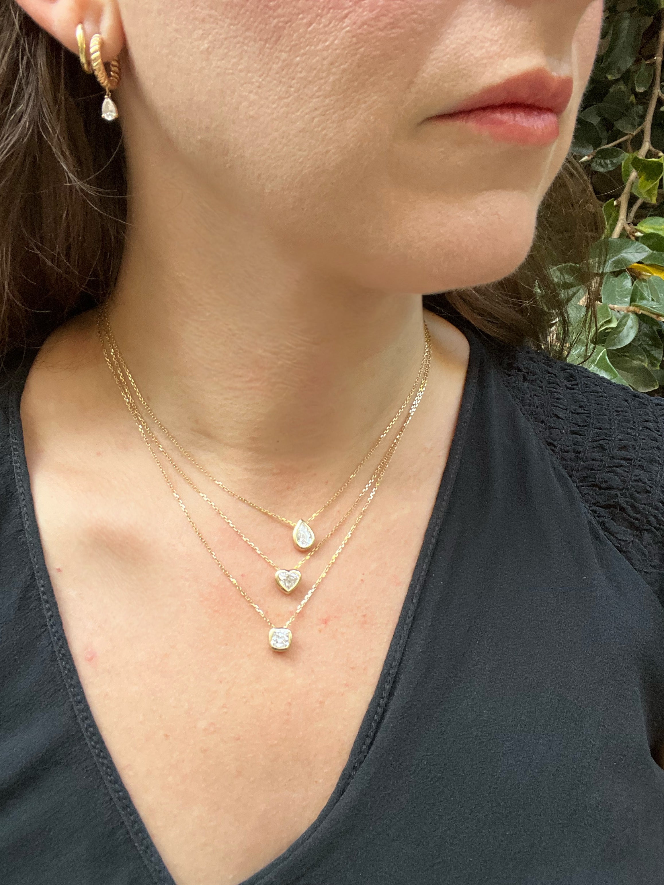 Blair Bezel Set Cushion Lab Diamond Necklace 1 CT