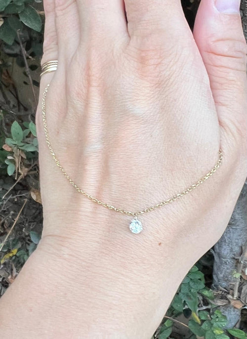 14k Round Lab Diamond Necklace .52 cts