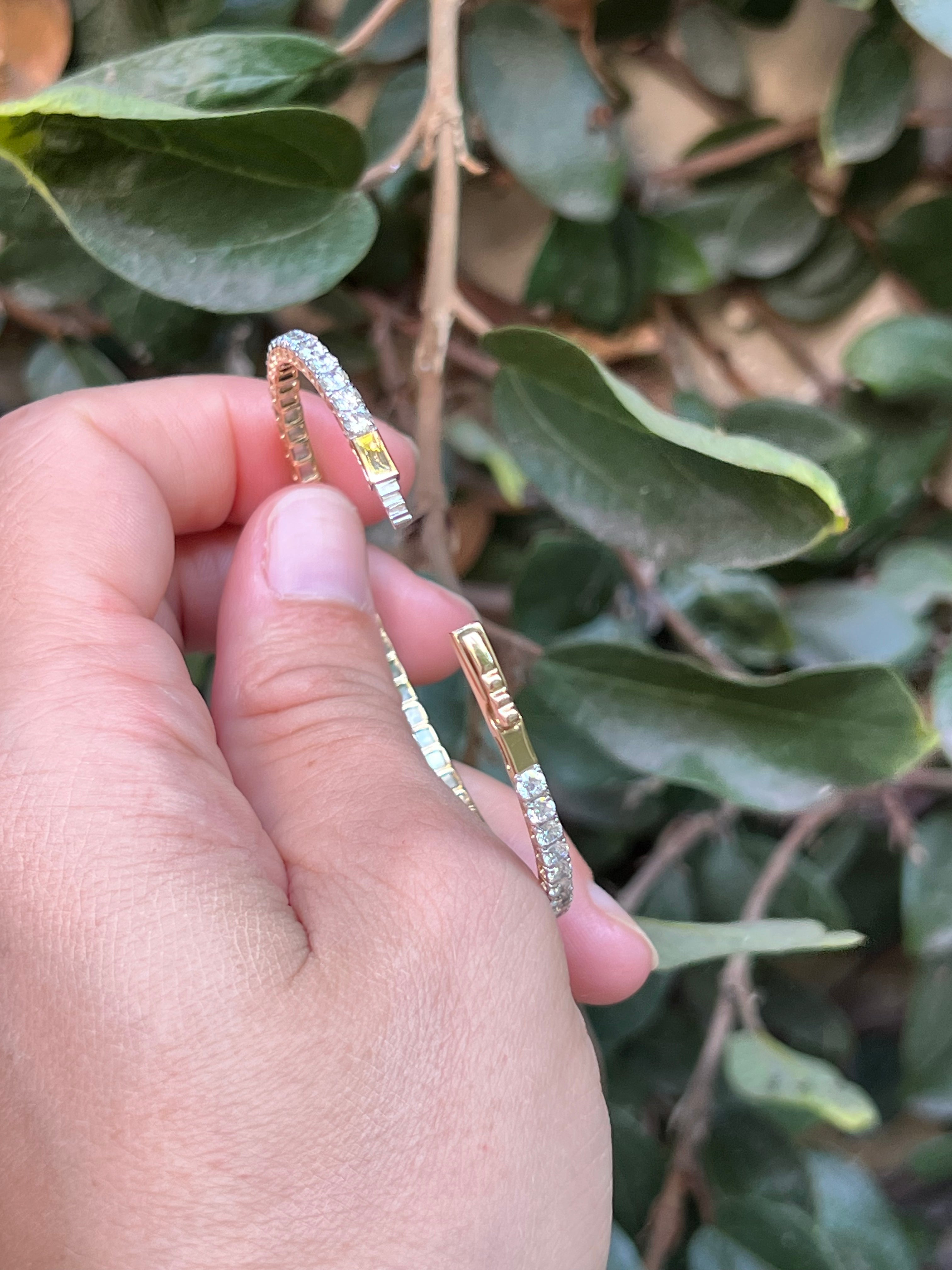 14k YG Lab Diamond Flexible Bangle, 4.0cts