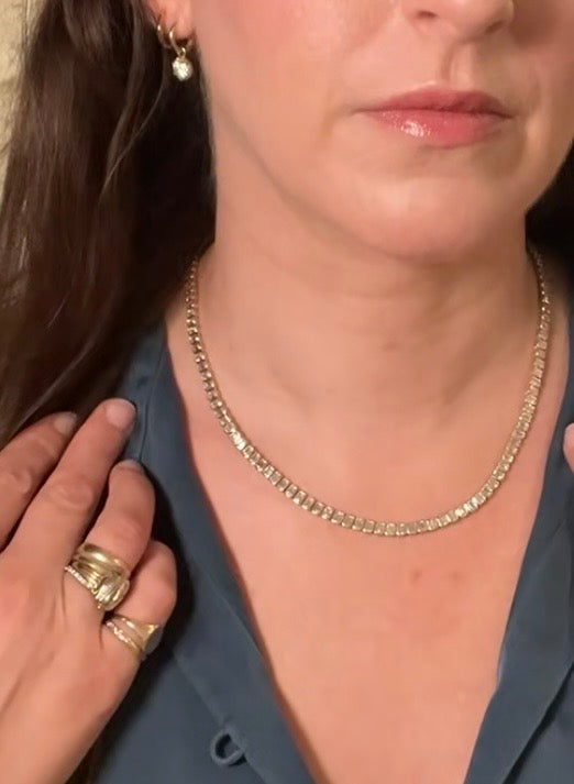 Bezel Set Emerald Cut Lab Diamond Necklace