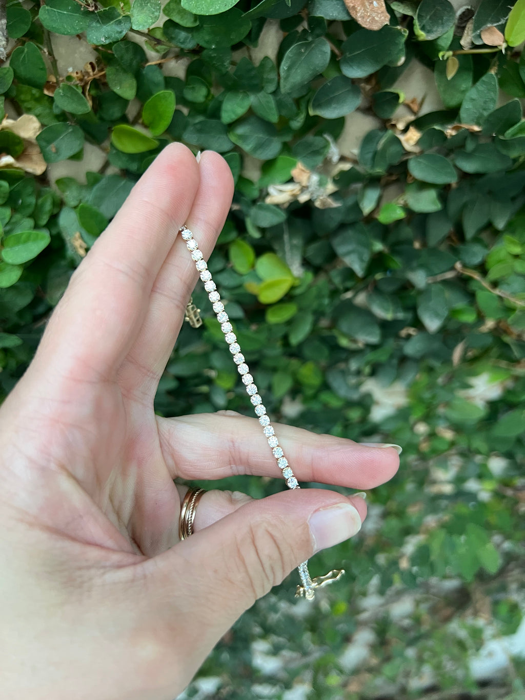 14k YG 4 Ct Four Prong Lab Diamond Tennis Bracelet