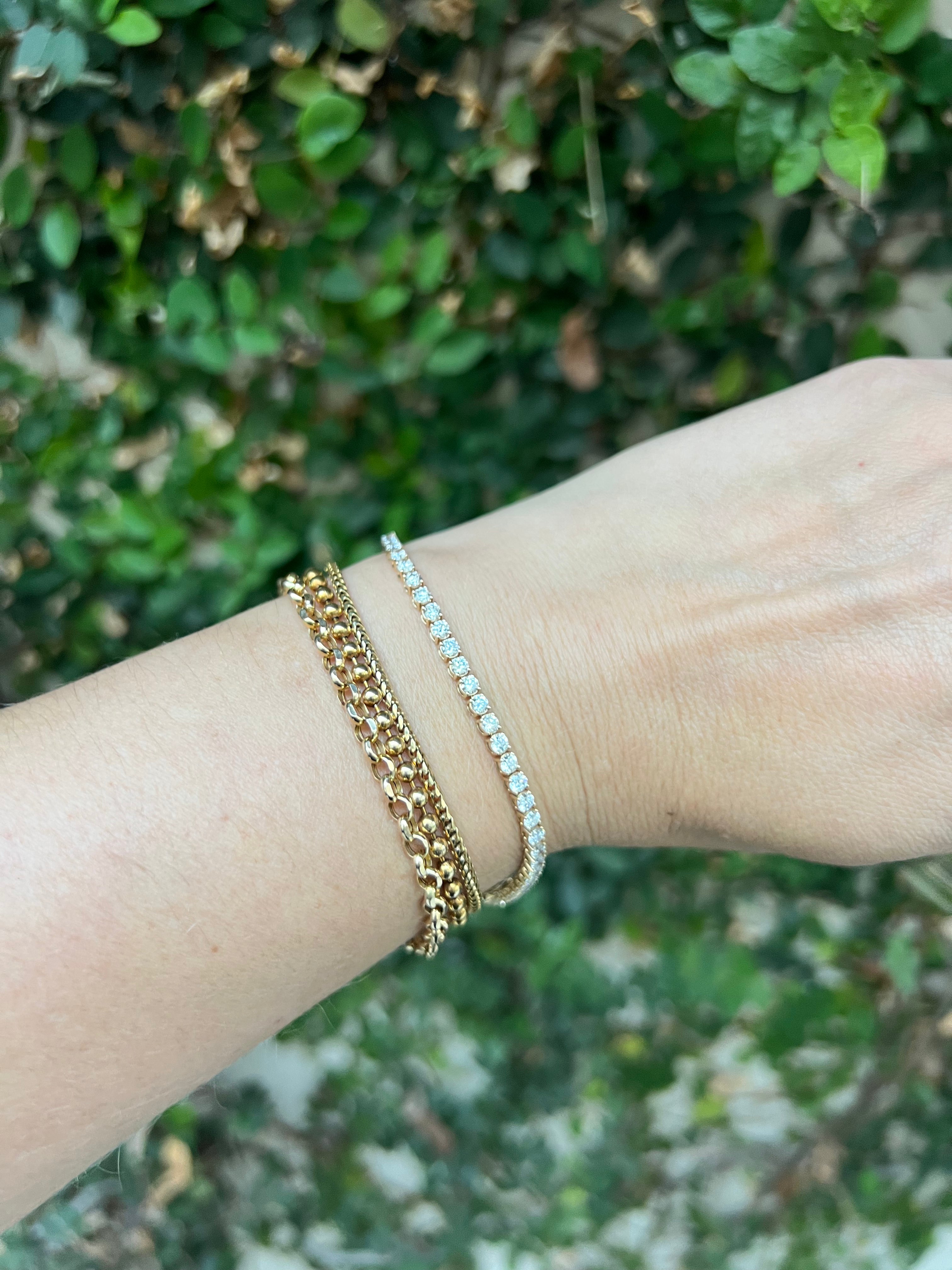 14k YG 4 Ct Four Prong Lab Diamond Tennis Bracelet