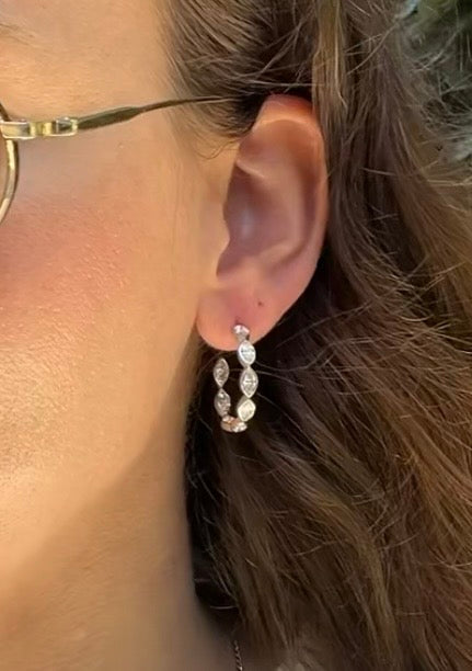 Marquise Inside Out Lab Diamond Hoop Earrings  3.21 CTs