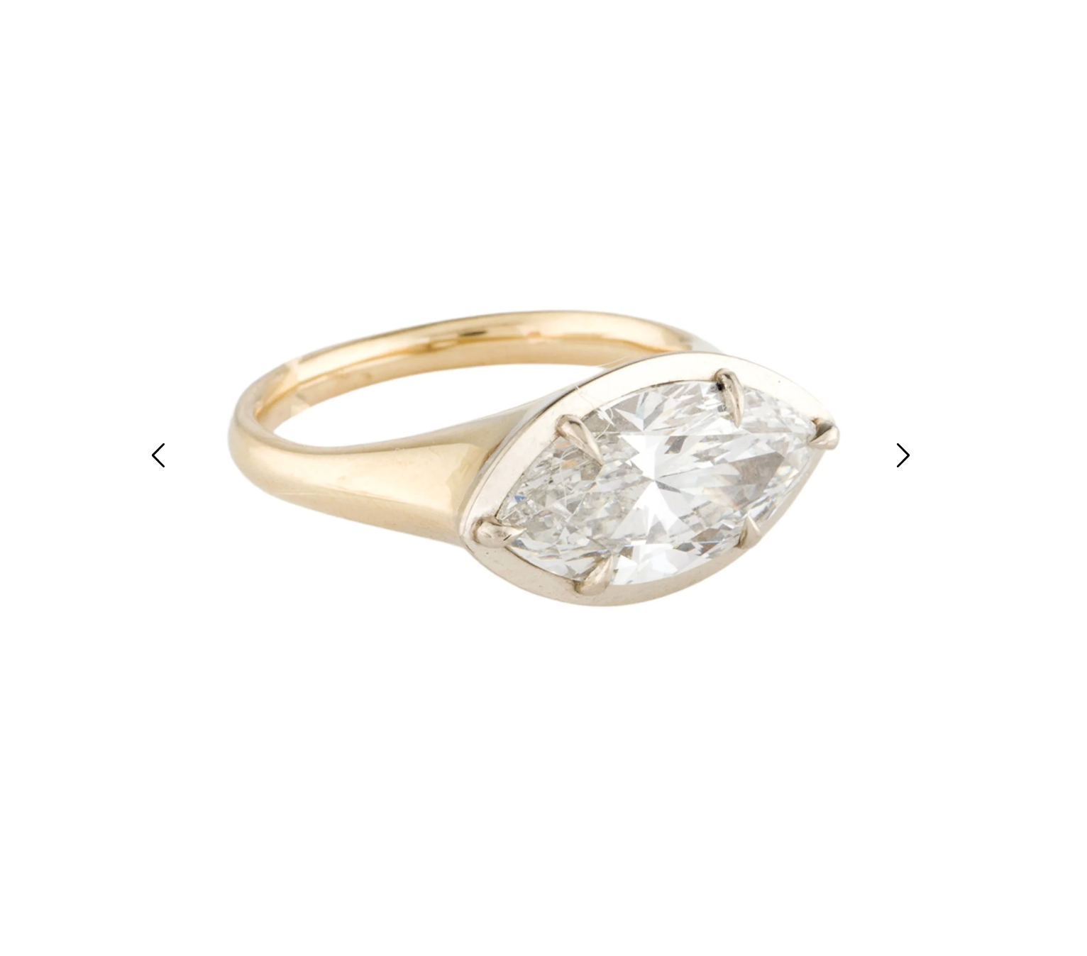 Georgian Set East West -  Lab Grown Diamond Ring - Marquise Shape